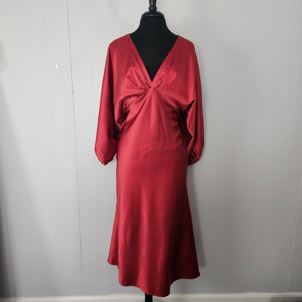 Sachin & Babi Anthropologie Midi Dress Womens 10 Satin Balloon Sleeve Romantic